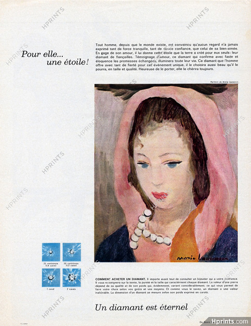 De Beers (Jewels) 1964 Un diamant est éternel, Marie Laurencin