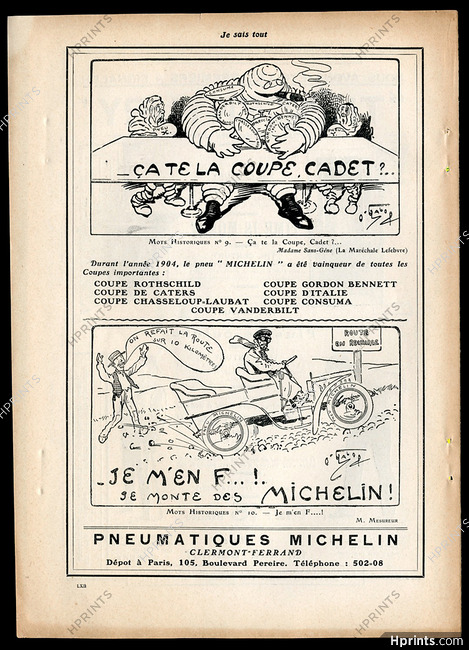 Michelin 1905 ''Ca te la coupe, cadet...'' Bibendum, O'Galop