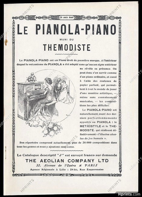 Pianola (Aeolian Company) 1908 Pianola-Piano, Themodiste