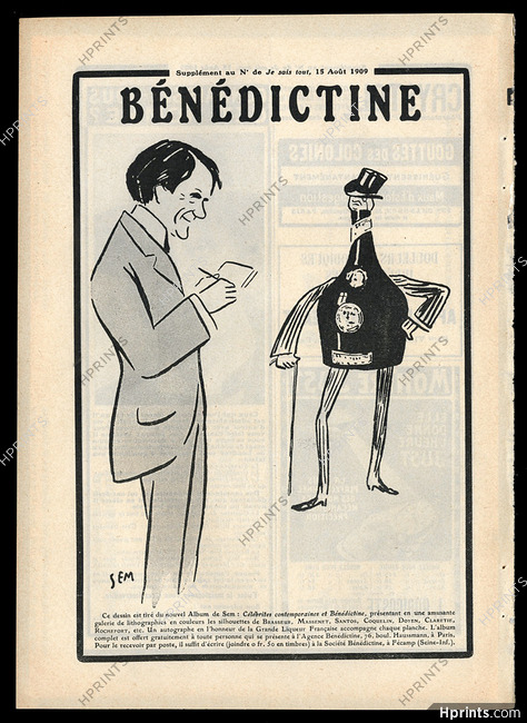 Bénédictine 1909 SEM, caricature