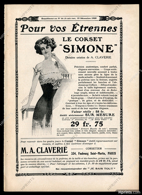 A.Claverie (Corsetmaker) 1909 Corset ''Simone''