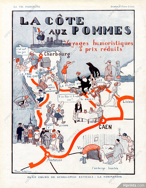 Pierre Lissac 1920 ''La Côte aux Pommes'' Caen, Cherbourg... Région Normandie