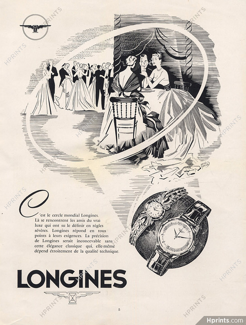 Longines (Watches) 1953 Henri Mercier — Advertisement
