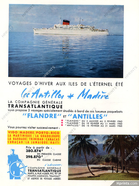 Compagnie Générale Transatlantique 1959 Antilles