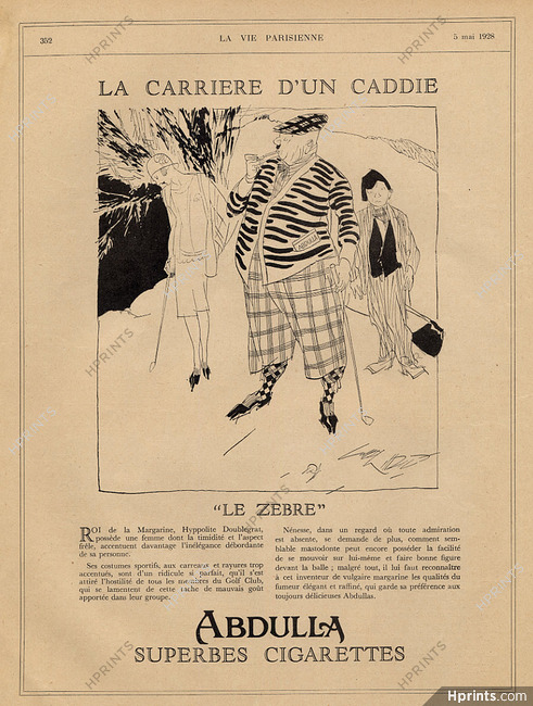 Abdulla (Tobacco smoking) 1928 ''Le Zèbre'', golf