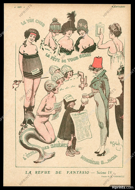 Gerbault 1917 ''La Revue de Fantasio - Scène IV'' Mermaid