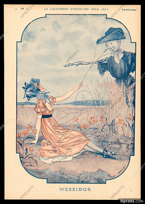 Hérouard 1917 ''Messidor'' Le Calendrier d'Hérouard pour 1917, scarecrow