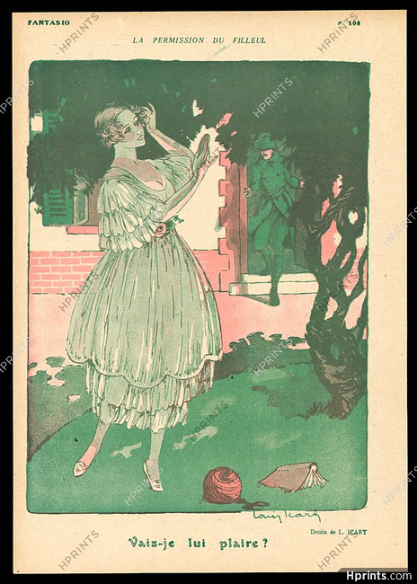 Louis Icart 1917 ''Vais-je lui plaire'' Elegant Parisienne