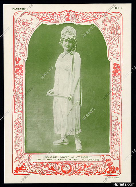 Mlle Gaby Boissy 1916 rôle d'Aspasie, revue ''Tambour Battant''