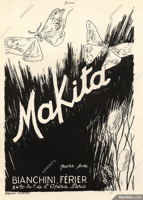 Bianchini Férier (Textile) 1935 Makita, butterfly