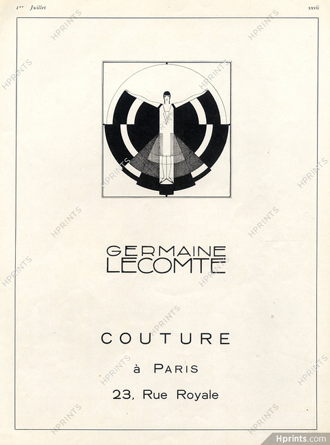 Germaine Lecomte 1926 Label, Rue royale, Paris