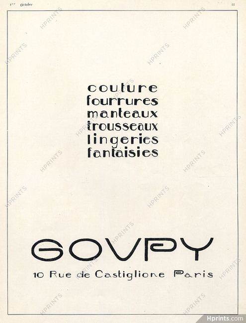 Goupy (Couture) 1926 10 Rue de Castiglione, Paris