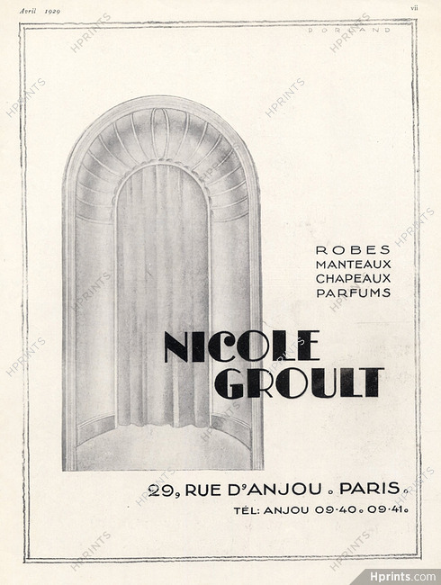 Nicole Groult 1929 Address: 29 rue d'Anjou, Paris