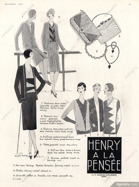 Henry a la Pensée 1929 Fashion Illustration