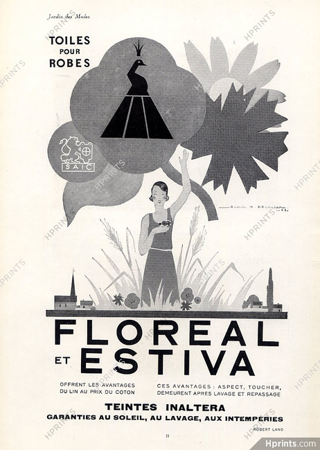 Floreal et Estiva (Textile) 1932 Teintes Inaltera, Jean Adrien Mercier