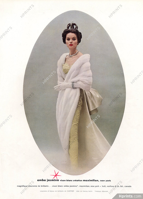Maximilian Fur 1953 Jewels by Cartier Evening Gown