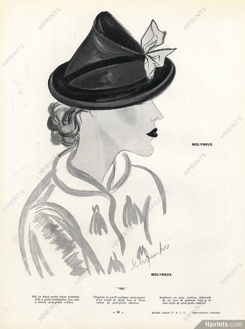 Molyneux 1936 Schompré, Hats