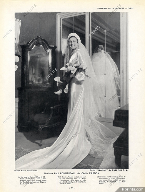 Mrs Paul Pommereau 1936 Wedding dress