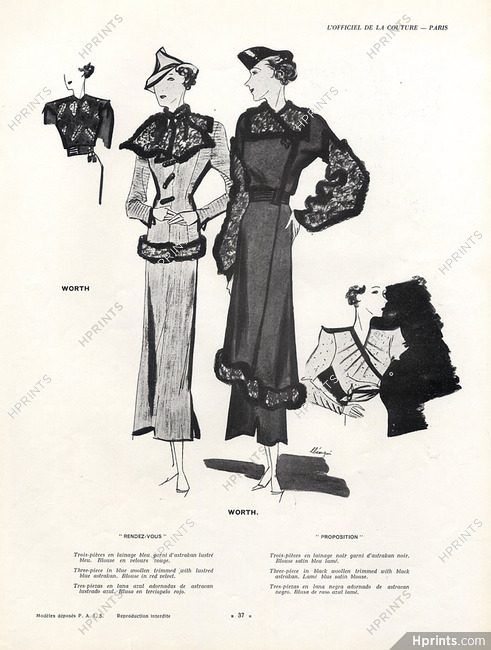 Worth 1934 Bénigni Fashion Illustration