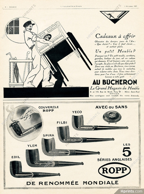 Au Bûcheron (René Vincent) & Ropp (smoking pipe) 1925