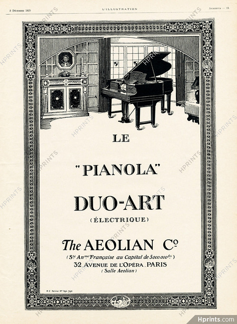 Pianola (Aeolian Company) 1925 Duo-Art Piano