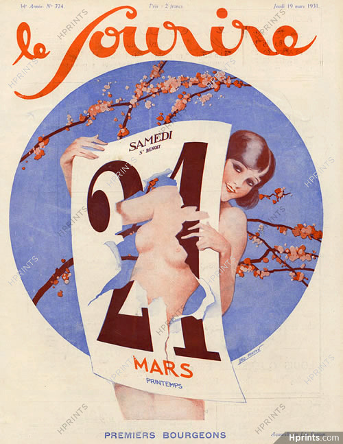 Leo Fontan 1931 Calendar 21 Mars, Spring Topless