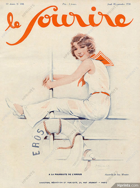 Suzanne Meunier 1930 Boat Sexy Girl Sailor