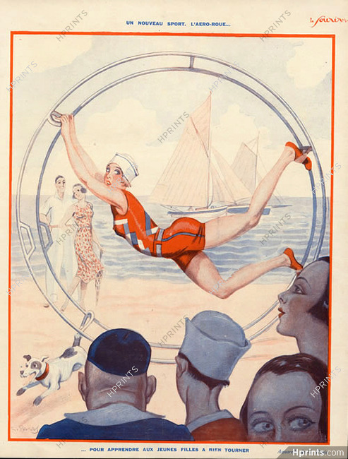 Georges Pavis 1930 Sport Beach "L'Aéro Roue" Swimmer