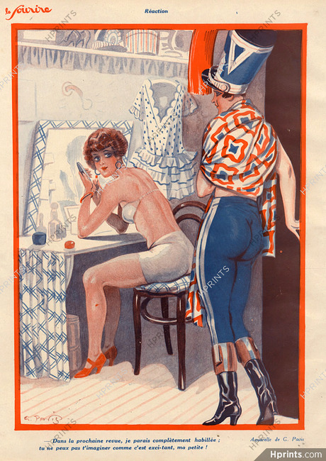 Georges Pavis 1928 Sexy Chorus Girl, Making-up, Music Hall Cabaret
