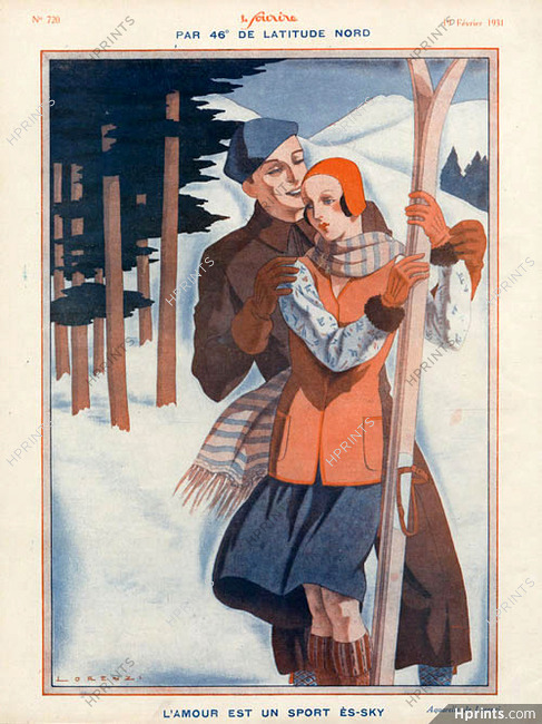 Fabius Lorenzi 1931 Skiing Lovers