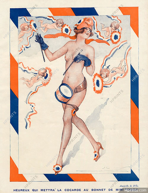 Vald'Es 1931 Mimi-Pinson Nude, Drum Tricolour Cockade, Marianne
