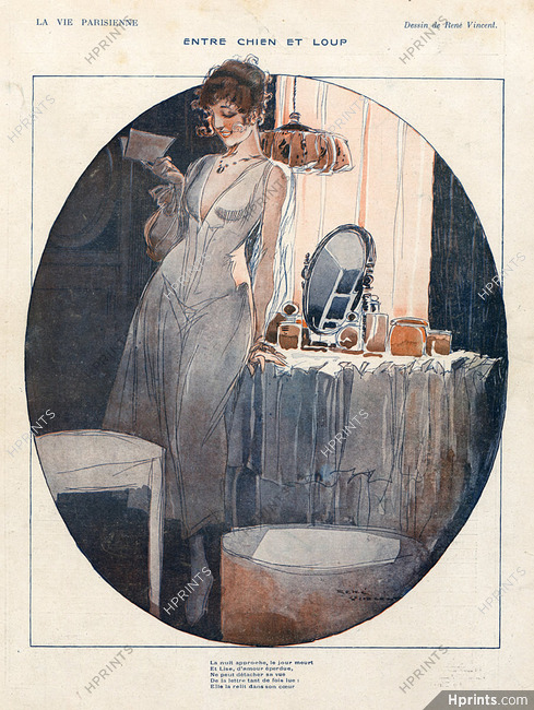 Rene Vincent 1917 The love letter... Sexy looking girl, Babydoll Nightie