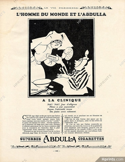Abdulla (Tobacco smoking) 1929 "A la Clinique" Einar Nerman