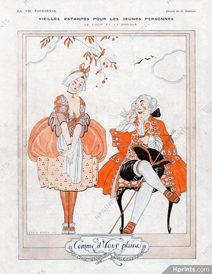 George Barbier 1919 ''Comme il vous plaira'' 18th Century Costumes Maid