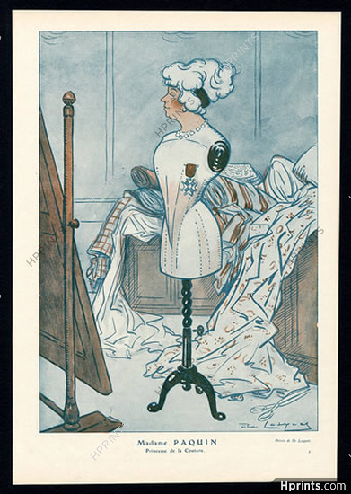 Madame Paquin, 1913 - De Losques Princesse de la Couture, Caricature, Text by Bing, 2 pages