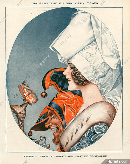 Hérouard 1919 Love and Madness, Punchinello Pulcinella, Medieval Costumes