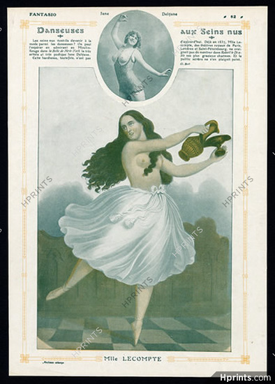 Jane Delyane & Mlle Lecompte 1911 ''Danseuses aux seins nus'' Topless dance