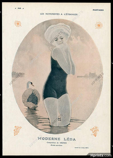 Krenes 1911 ''Moderne Léda'' Swan, Bathing Beauty