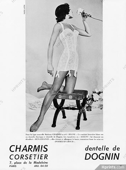 Charmis (Lingerie) 1954 Corselette, Garters, Girdle, Photo Lattès