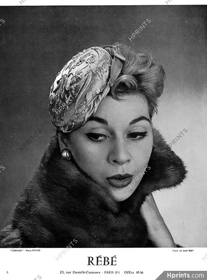 Rébé (Millinery) 1954 Hats Fashion Photography