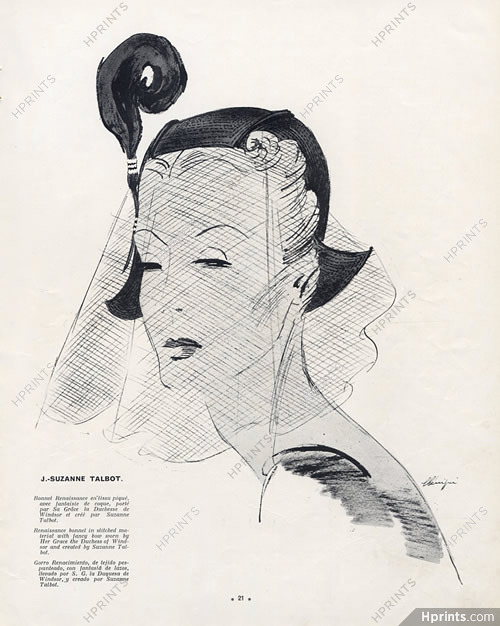 Suzanne Talbot 1940 Renaissance Bonnet, Duchess of Winsor, Leon Bénigni