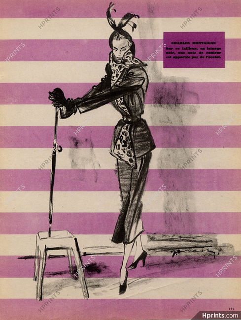 Charles Montaigne 1947 Demachy, Fashion Illustration