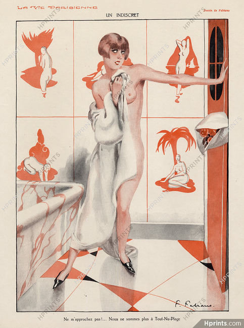 Fabiano 1930 Sexy Girl Nude, Bathroom