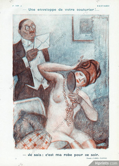 Abel Faivre 1926 Elegant Nude