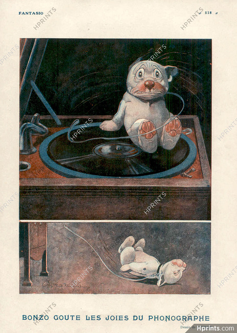 Studdy 1925 Bonzo and the record player Bull-Dog Caricature