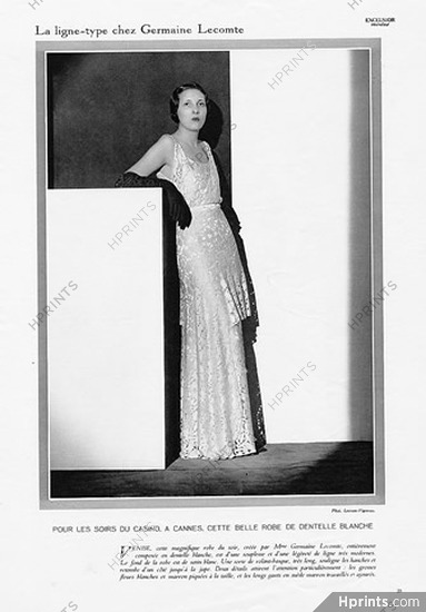 Germaine Lecomte 1930 Photo Lecram-Vigneau Evening Gown
