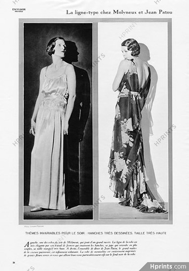 Molyneux & Jean Patou 1930 Photo Lecram-Vigneau Evening Gown