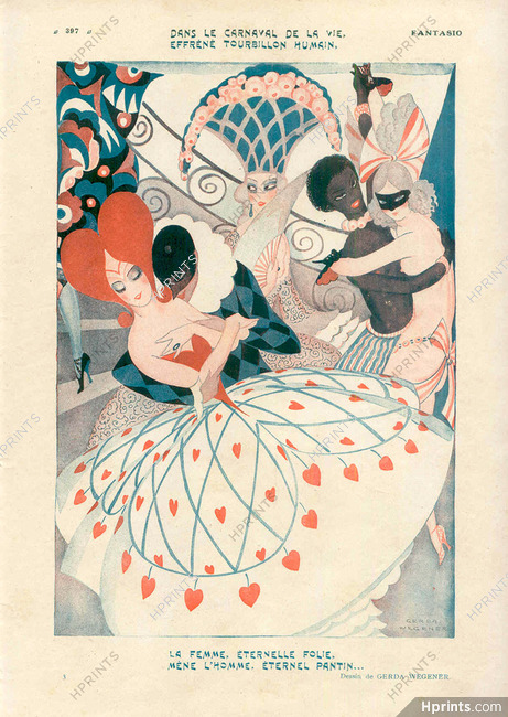Gerda Wegener 1925 Carnival, Harlequin, Masquerade Ball