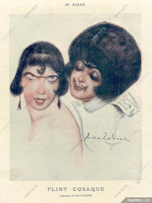 Sacha Zaliouk 1915 "Flirt Cosaque" Cossack Flirtation, Russian