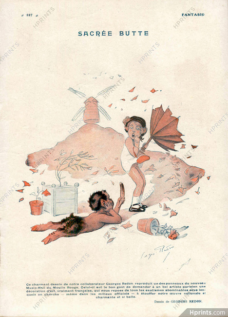 Sacrée Butte, 1925 - Georges Redon Painting for the Moulin Rouge Music-Hall